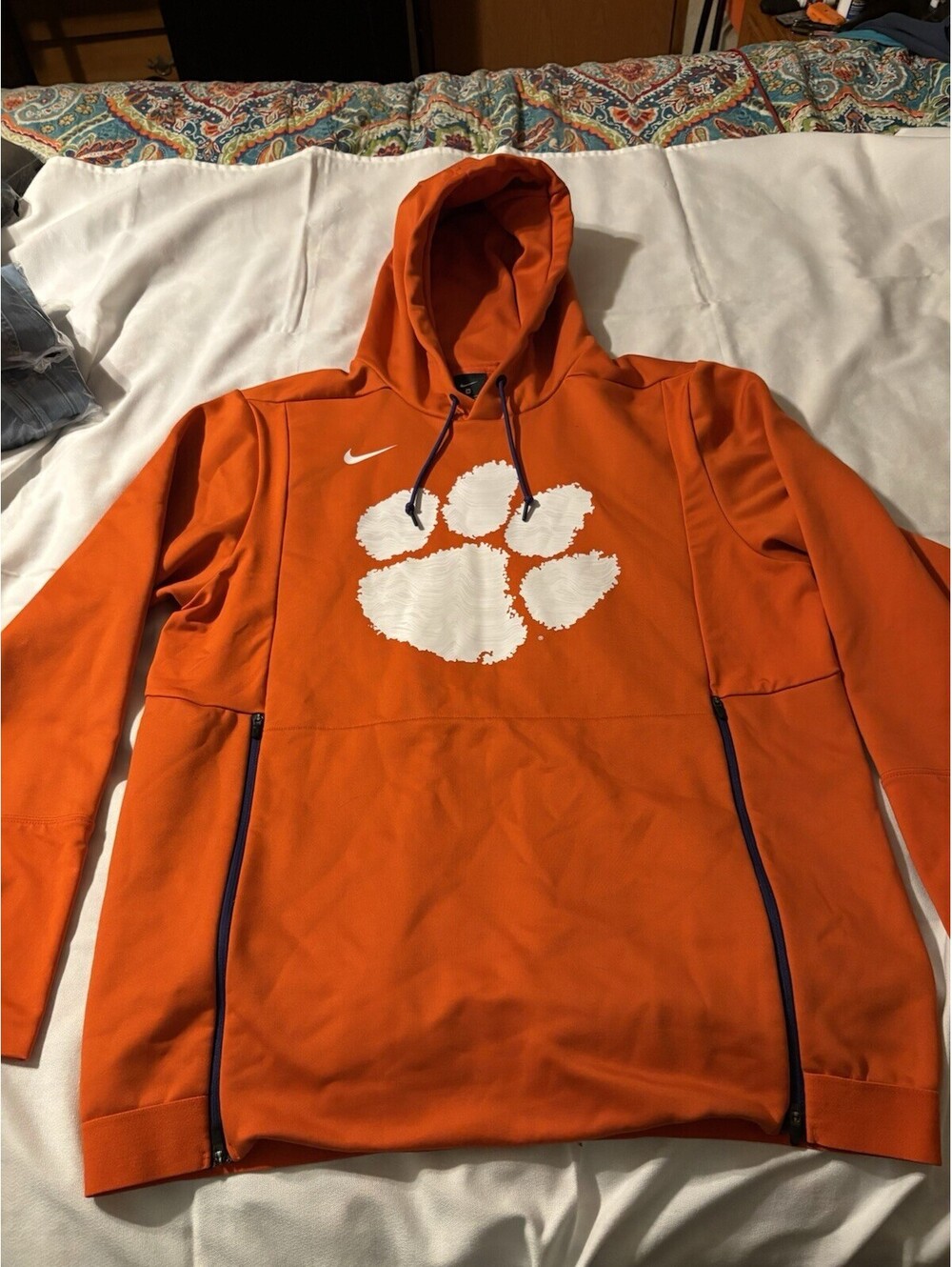 Clemson Tigers Hoodie Mens Medium Nike Sweatshirt Pullover On Field Sideline